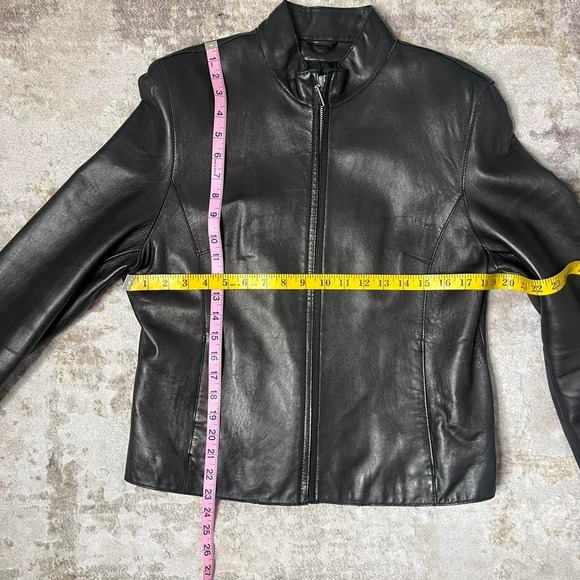 Vintage Wilsons Leather Black Zip-Up Jacket | Genuine Leather Moto Style - Picture 6 of 8